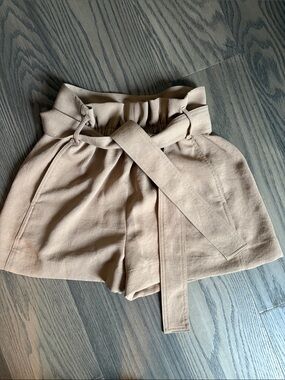Wilfred High-Waist Paperbag Tie Belt Shorts - Beige